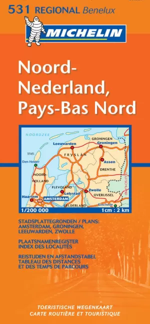 NOORD NEDERLAND/PAYS-BASNORD. 1:200.000. MICHELIN 531