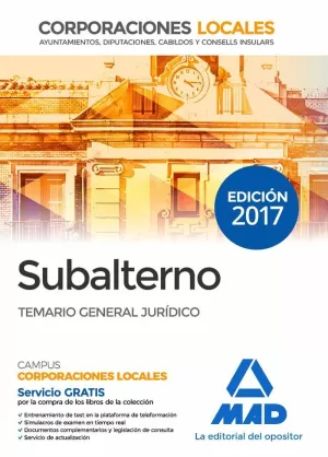 SUBALTERNO CORPORACIONES LOCALES. TEMARIO GENERAL  JURÍDICO