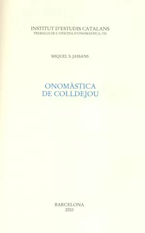 ONOMASTICA DE COLLDEJOU